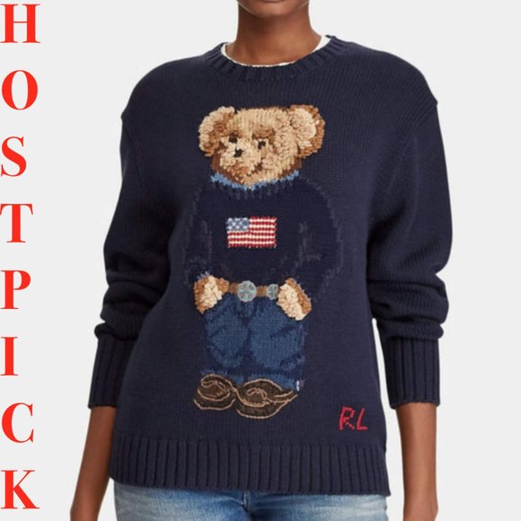 Polo Ralph Lauren Sweaters - New Large Bear Flag Intarsia Cotton Sweater S